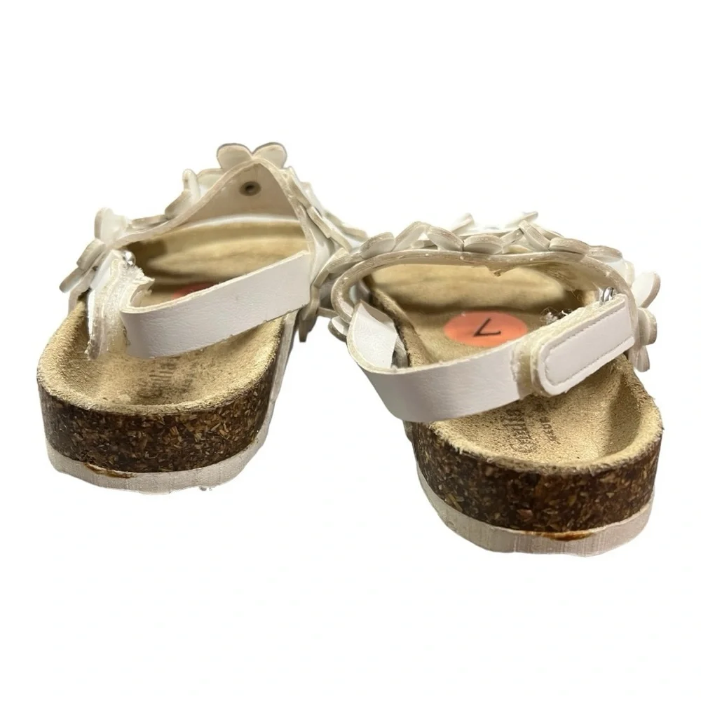 Giulia Palai White Floral Leather/Cork Sandals Size 7 Toddler